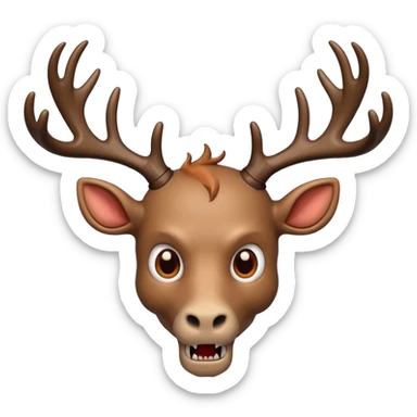 cartoon wendigo with antlers, puzzled expression, floating question mark above its head sticker