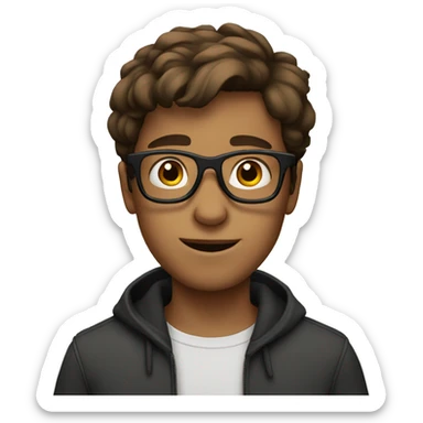 Brown hair boy with glasses sticker