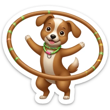 Dog hula hooping sticker