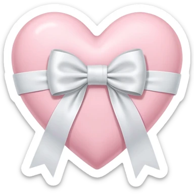 pastel pink heart with white ribbon bow wrapped neatly around the center  sticker