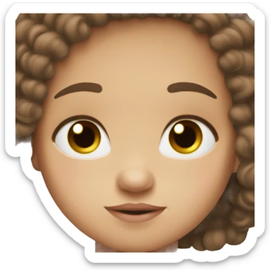 White baby brown hair brown eyes  sticker
