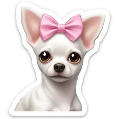 White Chihuahua with pink bow￼ sticker