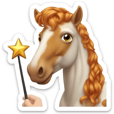 ginger half human half horse face with a magic wand thats distrought sticker