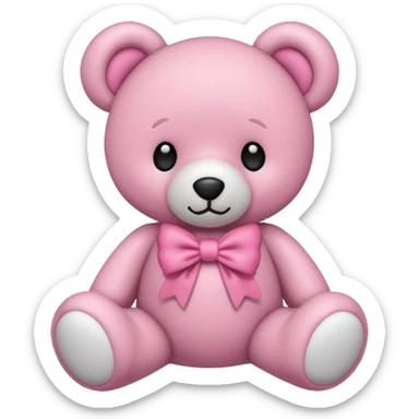 pink bow teddy bear solo sticker