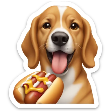 A dog eat hot dog sticker