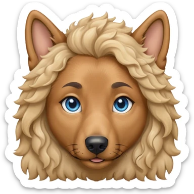 German Shepherd with Curly Long hair girl and light Skin and Blue eyes  sticker