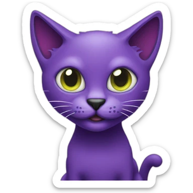 skinny scary purple cat sticker
