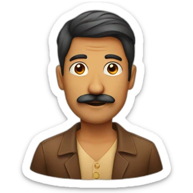 indian male with stache sticker