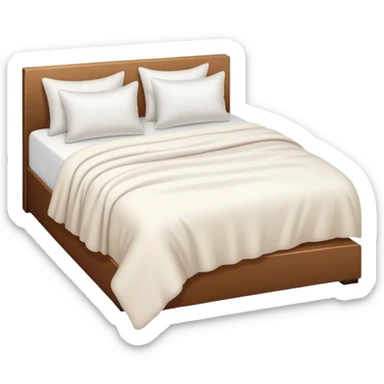 White bed with pillows and blankets, cozy vibe sticker