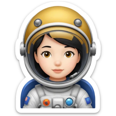 Astronaut girl kid with black hair sticker