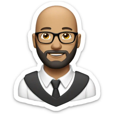 Bald guy with glasses and beard in a professional look  sticker