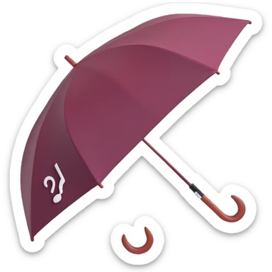 burgundy umbrella with a musical notes pattern in 3D emoji style sticker