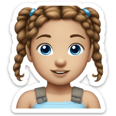 BROWN HAIR BLUE EYE BABY GIRL WITH PONYTAILS sticker