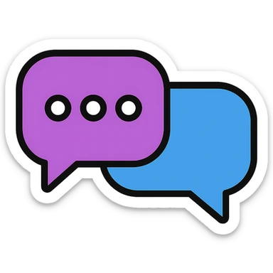 Make the chat conversation bubbles transparent, keeping only the purple and blue outlines and shapes, with no background. sticker