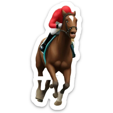A horse beating a man in a race sticker