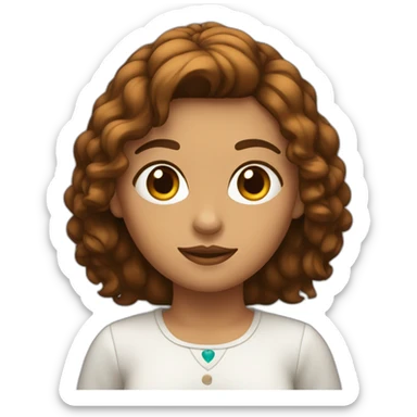 chica con el pelo marrón,largo y liso, ojos marrones oscuros y piel clara sticker