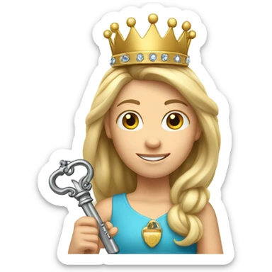 Caucasian Heidi with key and crown sticker