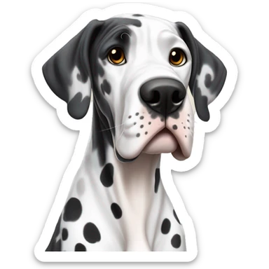 Merle Great Dane and black & white cat with black spot on nose sticker