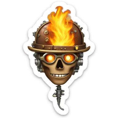 steampunk brain on fire sticker