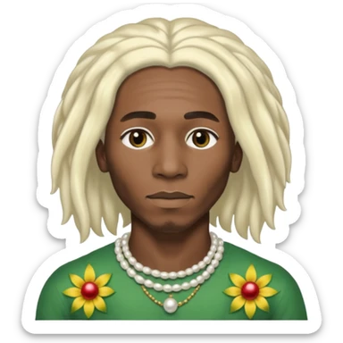 Black Male bob marley inspired hair platinum blonde with pearls makeup only head sticker