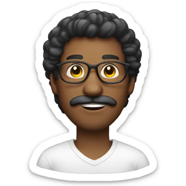 Homem negro com bigode, cabelo branco, usa óculos, sorrindo sticker