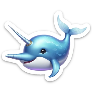 Cinematic Noble Narwhal Portrait Emoji, Poised and regal, with a sleek, iridescent body and a distinctive spiraled tusk, deep-set soulful eyes reminiscent of the ocean depths, Simplified yet sharp and sophisticated features, highly detailed, glowing with a soft, mystical glow, high shine, intelligent and enigmatic, stylized with an air of mythical allure, focused and graceful, soft glowing outline, capturing the essence of a watchful and confident sea unicorn that feels as though it could step out of the screen with effortless authority! sticker