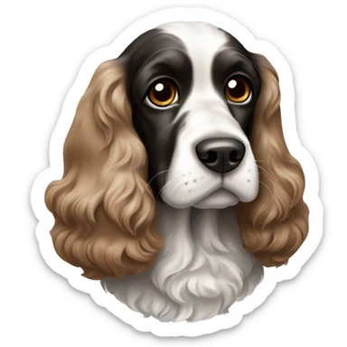 Englisch Cocker Spaniel dog with colour black White and Brown, he has black ears  sticker