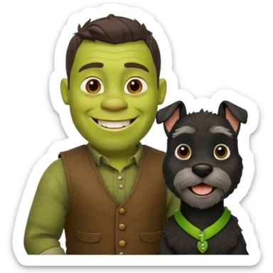 Shrek with a miniature black schnauzer sticker