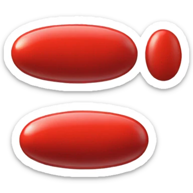 a red pill next to a red pill sticker