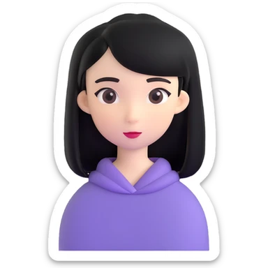 pretty girl with straight black hair sticker