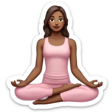 brunette yoga girl light pink clothes n sticker