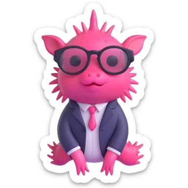 cool full body axolotl wearing stylish drippy glasses, no clothes, fun emoji style sticker