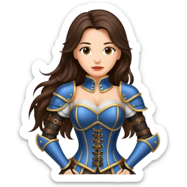 long hair brunette woman with corset armour sticker