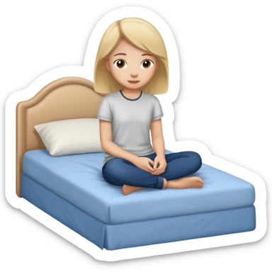 Jeune fille ado assise sur  un lit sticker