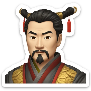 /imagine prompt: "emoji style portrait of Qin Shi Huang, Emperor of China, wearing a dragon robe, a determined expression on his face, detailed and realistic" --v 4 --q 2 sticker