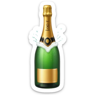 green champagne bottle with white middle and top sticker