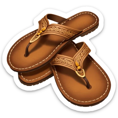 generate an ios genmoji of a kolhapuri chappal (brown) sticker