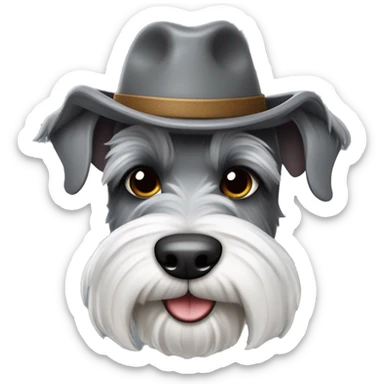 crea un perro schnauzer gris con un sombrero sticker
