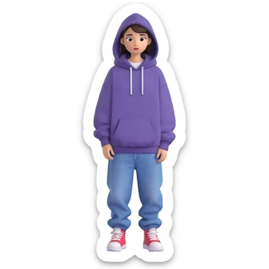 oversized hoodie and baggy jeans cozy look sticker