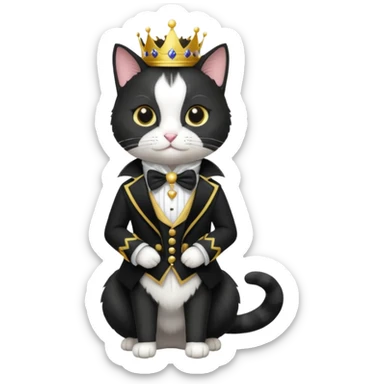 Tuxedo cat as prince sticker