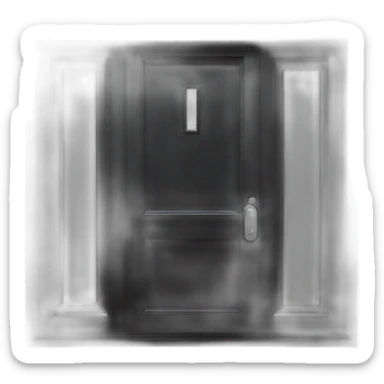 Large windowless rectangular matte black door white th pk ocular handle and a vertical BCD sight Adjace sticker