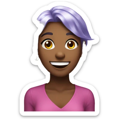 one girl with crystal hair, she is feeling happy and elated and excited, make her hair shiny with prisms and angles and edges sticker