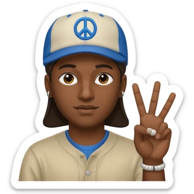Hiphopper with baseball cap doing a peace sign with his fingers sticker