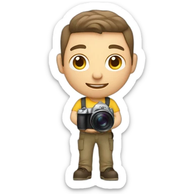 Male Photographer shaved Caucasian wavy hair brunette holding camera sticker