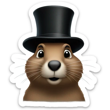 Groundhog with top hat  sticker