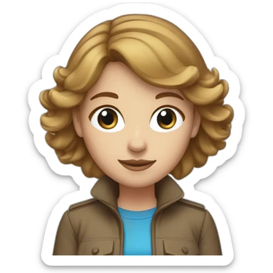 middle haired women light brown hair with light brown cap and blue eyes  sticker