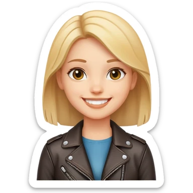 smiling girl in leather jacket sticker