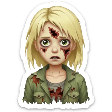 girl zombie with blonde hair sticker