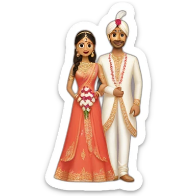 indian bride and tall groom sticker