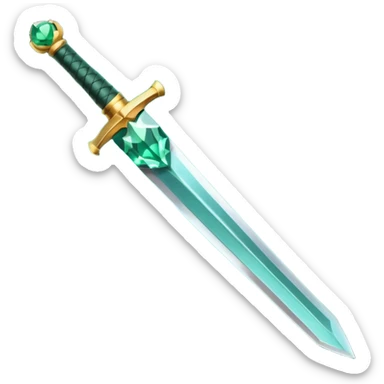 simple sword with a gemstone in the hilt, emoji style, clean, readable sticker